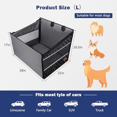 MIXJOY Dog Car Seat for Large Medium Dogs, Back Seat Extender for Pets, Waterproof Pet Carseat for Medium Sized Dog, Hammock for Pet, with Storage Pocket for Cars/SUV/Truck(L-28 * 22 * 20.5in) - Image 3