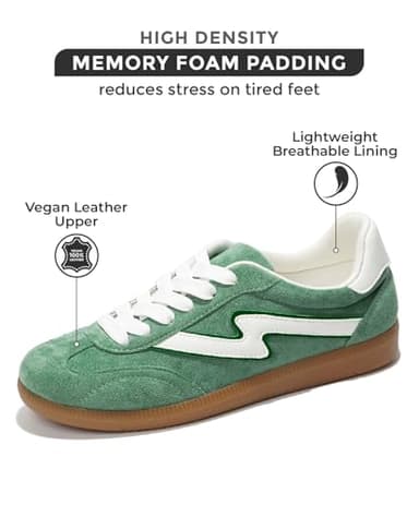 Project Cloud Sneakers for Women - Lace-Up Shoes for Women Trendy Women Sneakers with Memory Foam Insole Women's Fashion Sneakers Non-Slip Womens Shoes (Irita, Green Multi, 9) - Image 2