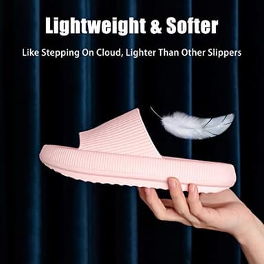 rosyclo Cloud Slippers for Women and Men, Ladies Pillow Massage Shower Bathroom Non-Slip Soft Comfy Thick Sole Home House Cloud Cushion Slide Sandals for Indoor & Outdoor, Pink - Image 3