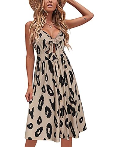 VOTEPRETTY Women's Summer Dresses Sundresses Beach Clothes Outfit Vacation 2024 V Party Graduation Homecoming Casual Tropical Prom Bride Shower Plus Size Resort Wear Hawaiian Spring Cruise Leopard - Image 1