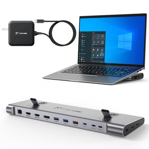 TobenONE USB-C Docking Station 3 Monitors & Dual Monitor,Laptop Dock Stand with 100W GaN III Charger, 2.5Gbps Ethernet,2 HDMI & DP (Single 4K@120Hz), 6 USB Ports for Dell/Hp/Lenovo