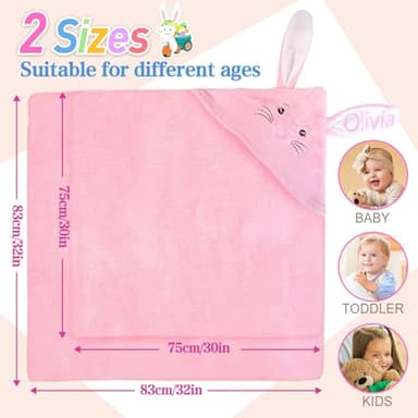Individz Custom Hooded Bath Towel with Name, Personalized Highly Absorbent Bunny Towels, Baby Bath Towels for Girls Boys, Christmas Brithday Shower Gifts for Baby, Toddler, Newborn (Pink) - Image 7