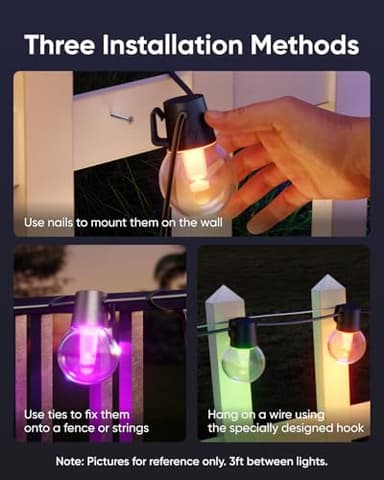 eufy Outdoor String Lights E10, 96ft with 30 Smart RGBWW LED Bulbs, Endless AI Light Themes for Christmas Decorations, IP65 Waterproof for Patio, Fence, Balcony, Link with Cameras, Voice & App Control - Image 7