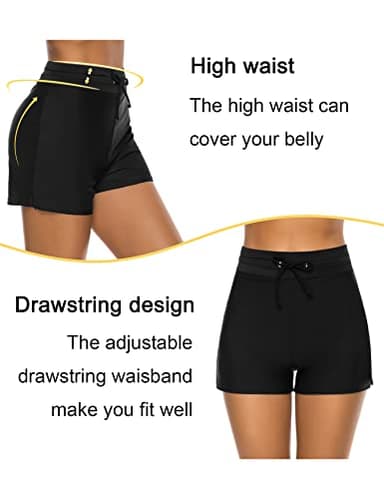 Tournesol Plus Size Women's Swim Shorts High Waisted Bathing Suit Bottoms Tummy Control Swimsuit Tankini Boy Shorts Black - Image 4