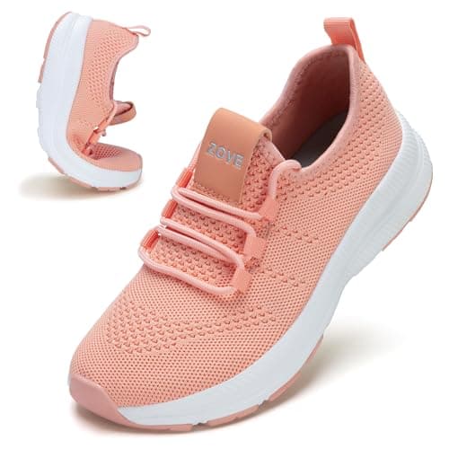 ZOVE Wide Toe Box Shoes Women Extra Wide Width Sneakers Ultra Light Road Running Shoes Non-Slip Tennis Sneakers Breathable Walking Athletic 8803 Orange Pink 39 - Image 1