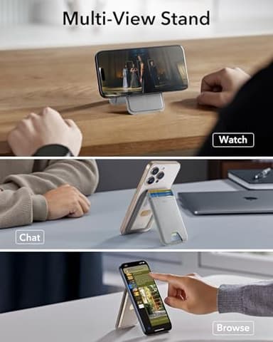 ESR Upgraded for MagSafe Wallet, 5 Card Holder, RFID Blocking, Magnetic Wallet for iPhone with Adjustable Stand, Slim for iPhone 17/16/15/14/13/12 Series, Not for 13/12 Mini, Grey - Image 4