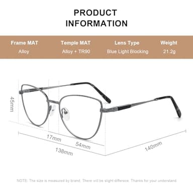 RB. Pilot Retro Cateye Reading Glasses for Women Blue Light Blocking Computer Glasses Spring Hinge Readers - Image 4