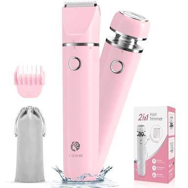 Cayzor Bikini Trimmer and Shaver Kit for Women - 2-in-1 Wet/Dry Electric Body Hair Trimmer Facial Hair Removal Cordless Waterproof Bikini Shaver Razor for Face Lip Chin Pubic Underarm Legs - Image 1