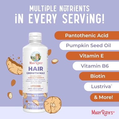 MaryRuth's Women's Hair Growth MAX Liposomal | with Lustriva® + Biotin 10000mcg + Pumpkin Seed Oil | Thicker Hair | Hair Care | Wrinkles, Fine Lines, Skin Care | Ages 18+ | 15.22 Fl Oz - Image 7