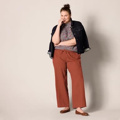Amazon Essentials Women's Linen Blend Drawstring Relaxed Fit Wide Leg Pant (Available in Plus Size), Terracotta, 2X - Image 7