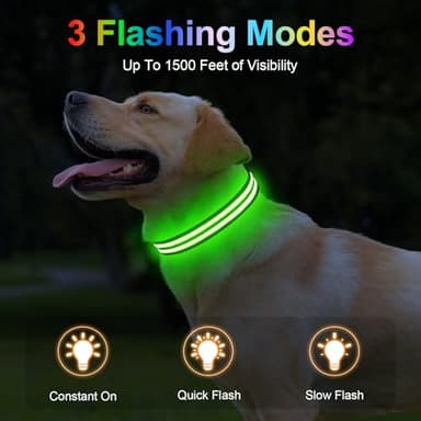 Light Up Dog Collar Rechargable,Reflective LED Collars for Small Medium Large Dogs,Lighted Dog Collars Lights for Night Walking-Waterproof,Black,S - Image 2