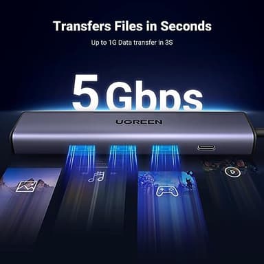 UGREEN USB to Ethernet Adapter, 5 in 1 USB Hub with Ethernet, Plug and Play, Multiport Network Adapter with 3 USB 3.0 Port, Gigabit RJ45, USB-C Power Port Compatible for Laptop MacBook XPS Windows 11 - Image 4