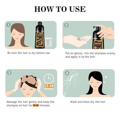 Wine Red Hair Dye Shampoo 3 in 1, Long-lasting & Natual Hair Color Shampoo, Herbal Ingredients Natural Shampoo Hair Dye Effect in Minutes, Gifts for Men Women 500ml - Image 6