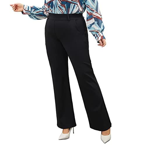 Plus Size Women's Wide-Leg Dress Pants - High Waisted Capri for Business Casual,Work Clothes for Office D-4XL - Image 1