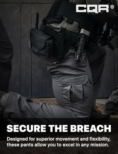 CQR Men's Flex Ripstop Tactical Pants, Water Resistant Stretch Cargo Pants, Lightweight EDC Hiking Work Pants, Breacher Charcoal, 32W/32L - Image 7