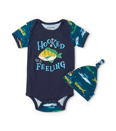 Little Blue House unisex-baby Bodysuit with Hat, Game Fish, 18-24 Months - Image 1