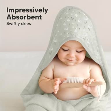 KeaBabies Hooded Baby Towel for Newborn - Viscose Derived from Bamboo Large Baby Bath Towels with Hood for Boys, Girls, Toddler, Extra Absorbent & Soft Newborn Bath Essentials (Serenity) - Image 5