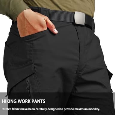 Hiwise Men's Ripstop Tactical Pants Water Resistant Stretch Cargo Pants Lightweight EDC Hiking Work Pants (Black, 42WX34L) - Image 7