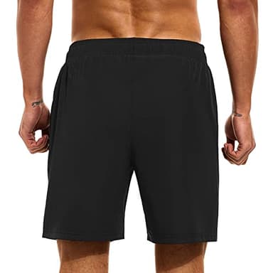 HODOSPORTS Mens Swimsuit Trunks 7" Quick-Dry Swim Shorts with Compression Liner and Zipper Pockets (Large,Black) - Image 3