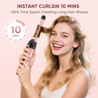 Rotating Curling Iron Set, Automatic Curling Wand for Long Hair, Easy to Use Hair Curler Get Effortless Beach Waves, 3 Sizes Ceramic Barrel 0.75" 1" 1.25" to 430°F with Home Button, Dual Voltage - Image 4