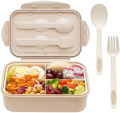 LOVINA Bento Box for Adults and Kids - 1400ML Portable, Lightweight, Easy to Carry Meal Holder with Spoon & Fork, Durable, Leak-Proof, BPA-Free and Food-Safe Materials - Image 3