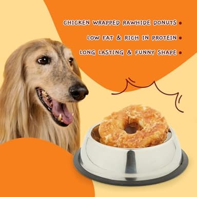 Jungle Calling Dog Treats Long Lasting, Rawhide Chews for Dogs, Chicken Wrapped Rawhide Donuts, Chewy Snacks for Medium Large Dogs - Image 7