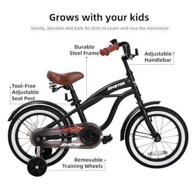 JOYSTAR 16 Inch Kids Bike with Training Wheels for Ages 4-7 Years Old Girls Boys Bike Toddler Bike Beach Cruiser Kids Bicycle Black - Image 2