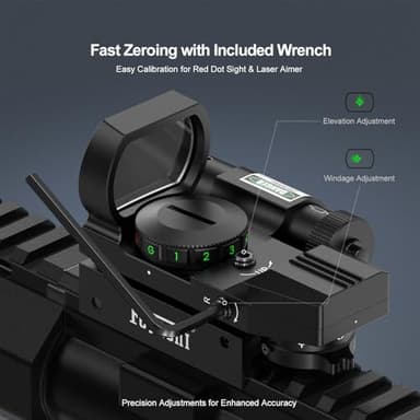 Feyachi RSL-88 Reflex Sight - 4 Reticle Red & Green Dot Sight Optics with Integrated Green Laser Sight Less Than 5mW Output with Pressure Switch - Image 5
