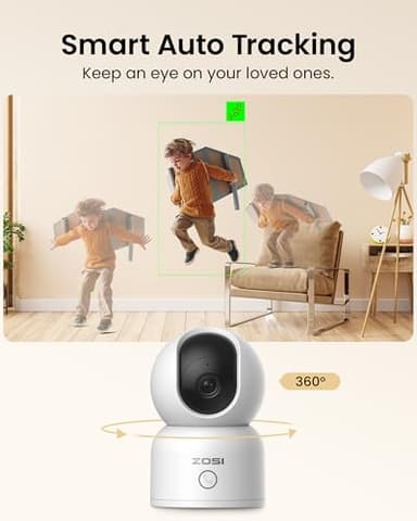 ZOSI C518 4MP Indoor Pan/Tilt Smart Home Security Camera for Pet Dog Baby Monitor,2.4G/5G Dual-Band Plug-in WiFi Cam,Auto-Tracking,Night Vision,Human Detection,2 Way Audio,Cloud&Memory Card Storage - Image 4