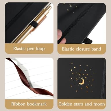 CAGIE Lined Journal Notebook for Work, Hardcover Notebook Journals for Writing Women Men Note Taking Diary with Pen Loop (Black Ruled), Gifts, 5.7" x 8.3", 196 Pages - Image 4