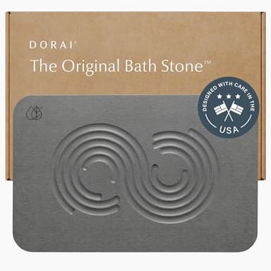 Dorai Home Bath Stone Mat 23.6"x15.4" – Quick-Dry, Non-Slip Diatomite Stone Bath Mat for Bathroom, Zen Slate - Image 1