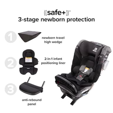 Diono Radian 3RXT SafePlus Max Rear and Forward-Facing Convertible Car Seat, 2-in-1 Anti-Rebound Bar and Calf-Support, 10 Years 1 Car Seat, Slim Fit 3 Across, Black Storm - Image 5