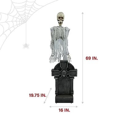 Haunted Hill Farm Motion Activated Floating Skeleton Ghost Over Tombstone by Tekky, Battery Operated Halloween Animatronic for Indoor or Covered Outdoor Creepy Halloween Decorations, Halloween Props - Image 8
