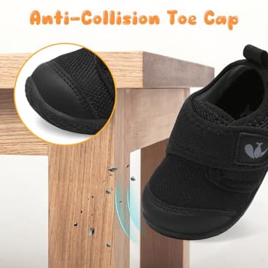 FEETCITY Baby First Walking Shoes Baby Shoes Boys Girls Newborn Crib Shoes Anti-Slip Toddler Sneakers Black - Image 3