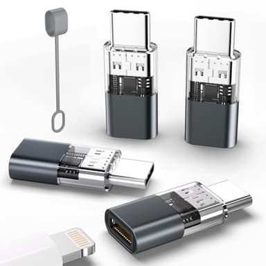 Thousover 4 Pack Lightning to USB C Adapter for iPhone 15/16 Pro/16 Pro Max/Plus,Samsung S24,iPad Air,Nintendo Switch,Fast Charging&Data Transfer Lightning Crystal - Image 1