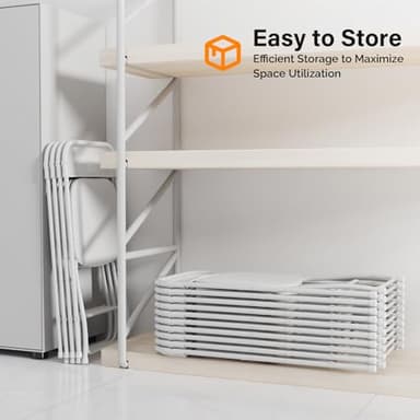 VINGLI 10 Pack White Plastic Folding Chair, Indoor Outdoor Portable Stackable Commercial Seat with Steel Frame 350lb. Capacity for Events Office Wedding Party Picnic Kitchen Dining - Image 7