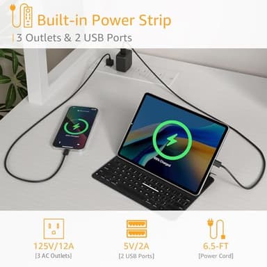 White Computer Desk with Hutch & Drawers - Office Desk with 3 Storage Drawers and Power Outlets, 47 Inch Modern Study Writing Desk for Bedroom Home Office - Image 7