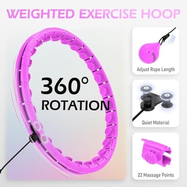 JLoibao Weighted Hula Circle with 26/32 Links(56-66 Inch) for Adults Weight Loss, Infinity Fitness Hoop Plus Size, for Women Smart Exercise Equipment - Image 3