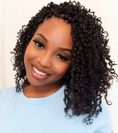 Aksice Pre-looped Yanky Twist Crochet Hair 8 Inch 8 Packs Bohemian Passion Twist Spring Mini Twist Crochet Hair for Black Women Boho Crochet Braids Synthetic (1B#) - Image 1