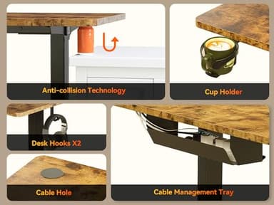 WALKINGDESK 63X55 Inches Reversible L Shaped Standing Desk Height Adjustable with Cup Holder, Electric Corner Computer Desk, Sit Stand up Home Office Desk, Ergonomic Gaming Desk, Rustic Brown - Image 6