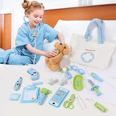 Meland Toy Doctor Kit for Kids - Pretend Play Doctor Set with Dog Toy, Carrying Bag, Stethoscope Toy & Dress Up Costume - Doctor Play Gift for Kids Toddlers Ages 3 4 5 6 Year Old for Role Play - Image 6