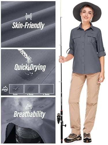 Women's UPF 50+ Long Sleeve UV Sun Protection Shirts, Fishing Hiking Travel Shirt,Breathable and Fast Dry(5071,Dark Grey,L) - Image 5