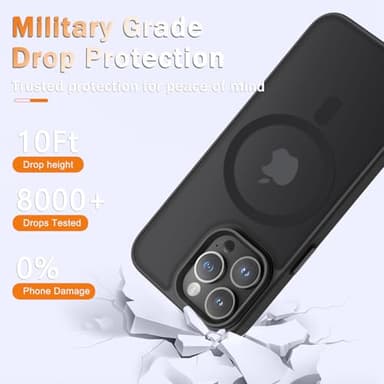 YENAPOON for iPhone 12 Pro Max Case, Matte Magnetic Phone Case with 1 Screen Protector, Support for Magsafe, Translucent Frosted Slim Shockproof Protective Cover for iPhone 12 Pro Max 6.7 inch, Black - Image 2