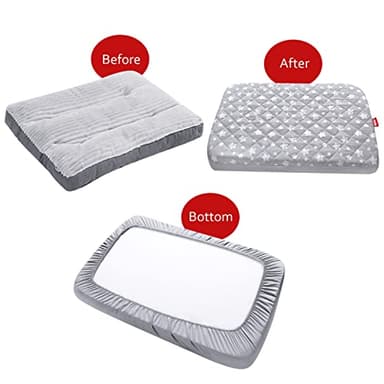 Waterproof Dog Bed Covers Replacement Washable Pet Hair Easy to Remove, Noiseless Quilted Puppy Pet Bed Cover Lovely Grey Star Print 44x54 Inches, for Dog/Cat, Cover Only - Image 4
