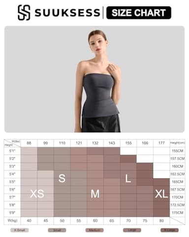 SUUKSESS Women Double Lined Going Out Trendy Tube Tops Side Split Sexy Strapless Tank Tops (White,S) - Image 6