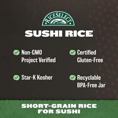 RiceSelect Sushi Rice for Sushi and Japanese Food, Premium Gluten-Free Short-Grain Rice, Non-GMO, 32-Ounce Jar - Image 7