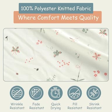 Little Peaches Baby Girl Crib Sheets – 2 Pack Fitted Bedding Essentials, Super Soft Stretch Knit for Crib & Portable Mattress – Butterfly & Lilac - Image 9