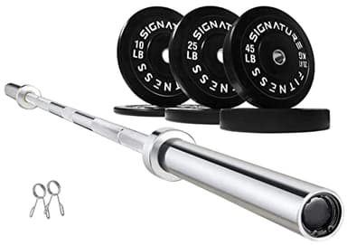 Fitvids Olympic 2" Bumper Plates Set Including 160LB Weight Plates Set & 7FT Olympic Barbell Bar(205 Pounds Total), Multiple Packages - Image 1