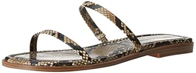 The Drop Women's Paris Square Toe Two Strap Flat Sandal, Printed Snake, 8 - Image 1