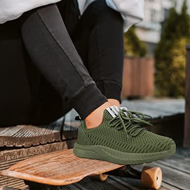 Feethit Women Tennis Running Shoes Walking Shoes Lightweight Casual Sneakers for Travel Gym Work Woman Waitress Nurse Olive Green 9 - Image 6